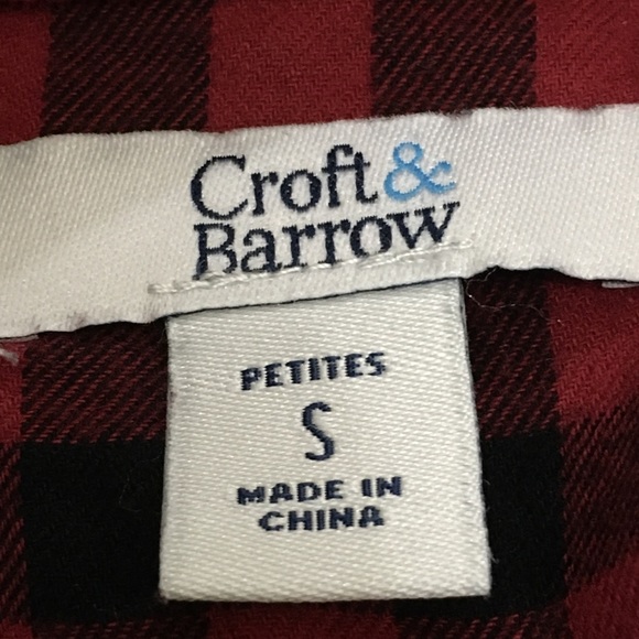 EUC CROFT & BARROW Red Plaid Flannel Button Down - Picture 9 of 11